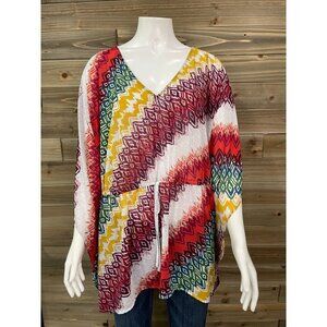 Lane Bryant Lightweight Kimono Shirt 18 20 Drawstring Waist Short Sleeve Top